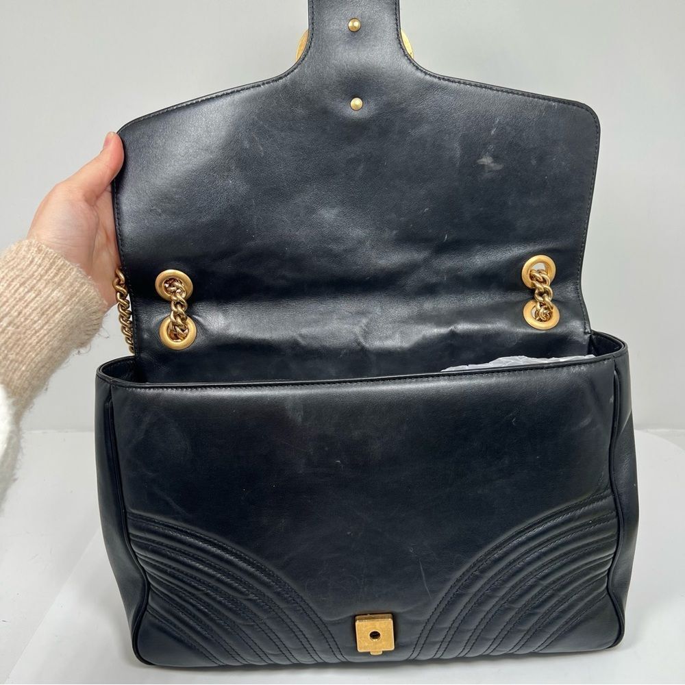 GUCCI Large Marmont Matelasse Shoulder Bag Black 498090 - Picture 13 of 16